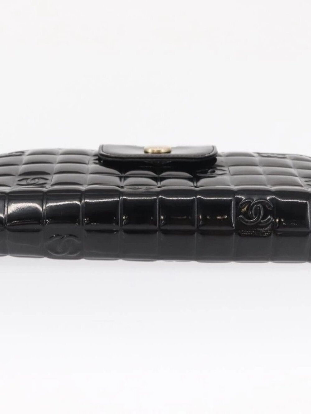 CHANEL Choco Bar line Long Wallet Patent leather Black CC Auth bs32174 - Picture 7 of 16